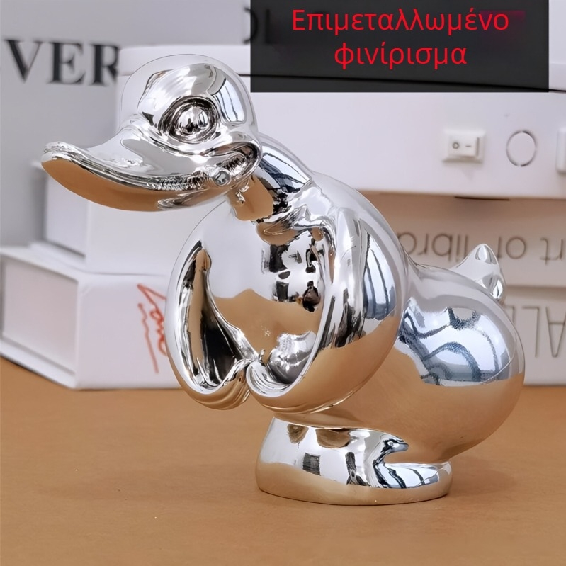 Διακοσμητικό καπό αυτοκινήτου από ρητίνη με ηλεκτροπλατινωμένο φινίρισμα σε μορφή πάπιας