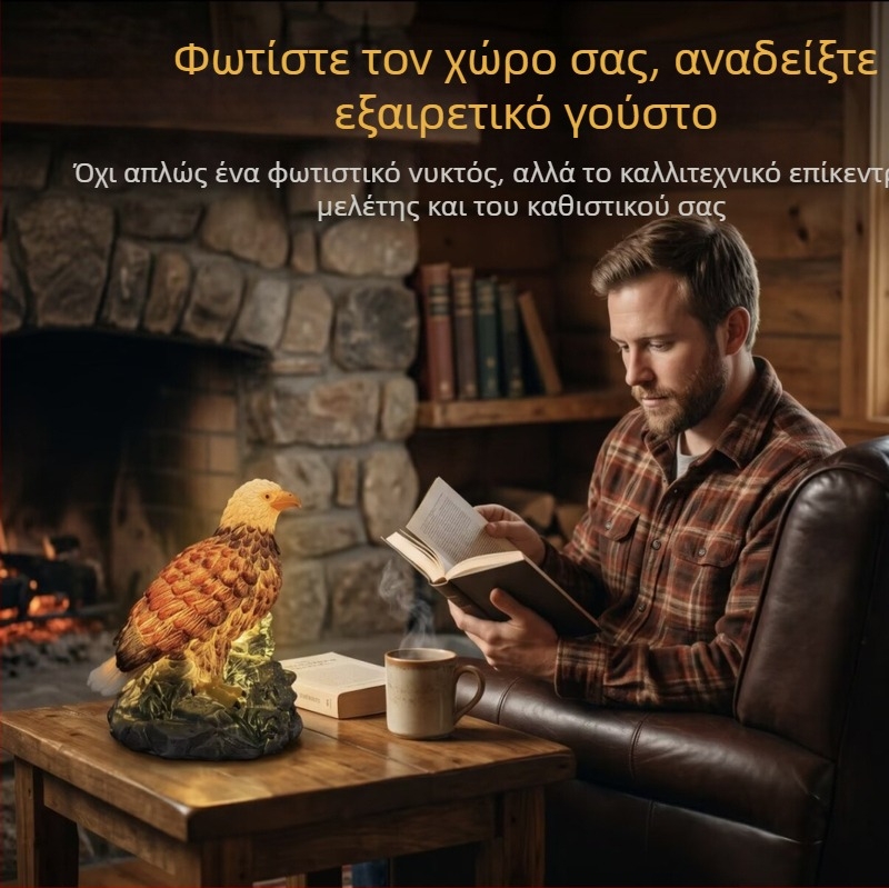 Φιγούρα ρητίνης με νυχτερινό φως, καθισμένο γεράκι βουνού, διακόσμηση κήπου και αυλής