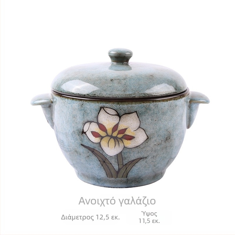 Yuquan κεραμικό δοχείο για στιφάδο σε κορεατικό στυλ, χειροποίητο λουλουδάτο μοτίβο, γλασαρισμένο σε φούρνο, με ατμομάγειρα, οικιακή κεραμική