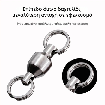 Ολοκληρωμένο σετ εξοπλισμού αλιείας: στριφτήρας υψηλής ταχύτητας με ρουλεμάν, επίπεδο διπλό δαχτυλίδι, συνδετήρας δαχτυλιδιού τύπου οκτώ