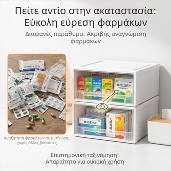 Φαρμακείο με συρτάρια, οργανωτής φαρμάμων μεγάλης χωρητικότητας για οικιακή χρήση, ντουλάπι αποθήκευσης φαρμάκων