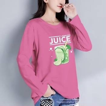 Γυναικεία μακρυμάνικη μπλούζα T‑shirt με στρογγυλό λαιμό, κορεατικό στυλ, χαλαρή γραμμή, μίγμα βαμβακιού-πολυεστέρα, φθινοπωρινό-χειμερινό 2025