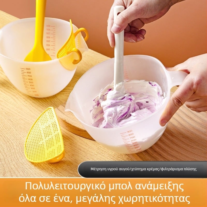 Κύπελλο διακόσμησης τούρτας και ανάμειξης χρωμάτων με φίλτρο-μετρητή και μπολ ανάμιξης-χτυπήματος για γλάσο από πάστα φασολιών — οικιακή ζαχαροπλαστική