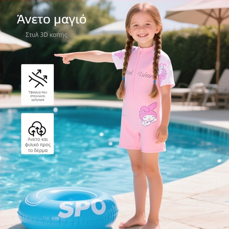 Νέο μοντέλο παιδικό ολόσωμο μαγιό για κορίτσια, γλυκό καρτούν μοτίβο, παραλία