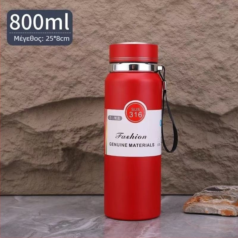 800 ml θερμός από ανοξείδωτο 316L, με θύρα για τσάι, φορητός για εξωτερικούς χώρους