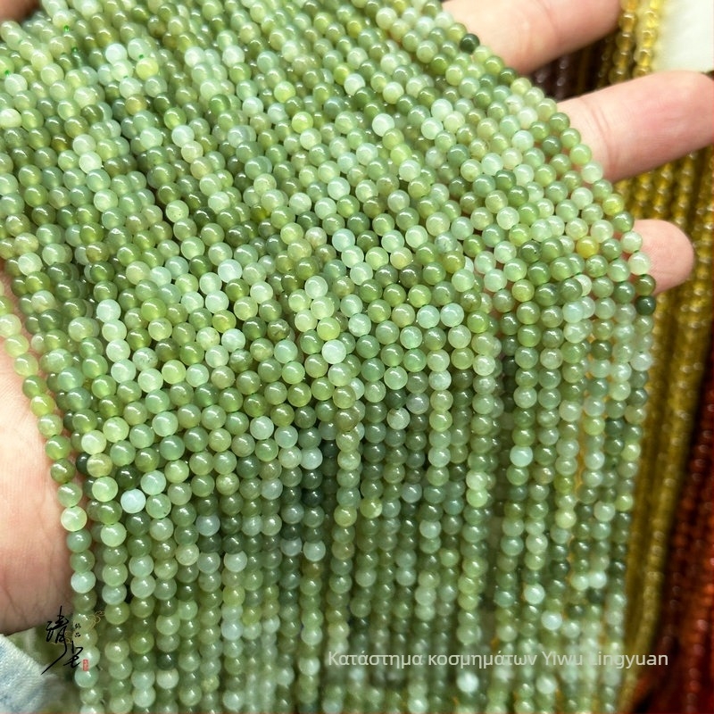 3mm φυσικές στρογγυλές χάντρες Hetian Jade, ημιτελικές ελεύθερες χάντρες για DIY κοσμήματα