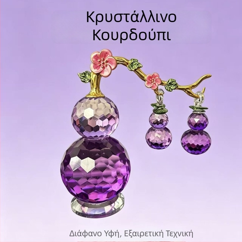 Κρυστάλλινο κολοκύθι με κλήμα — ρεαλιστικό διακοσμητικό αντίγραφο κινεζικού στυλ για ευημερία