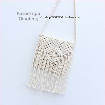 Νέα γυναικεία τσάντα ώμου-crossbody, καλοκαιρινή παραλία – πλεκτή τσάντα με φούντες, μικρή, κορεατικού στυλ