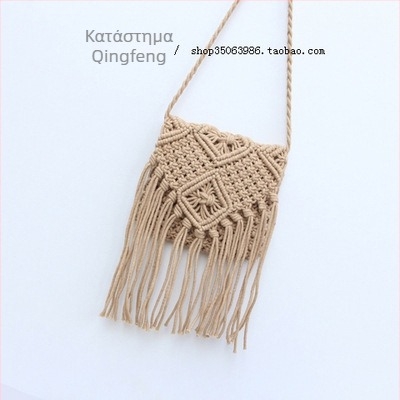 Νέα γυναικεία τσάντα ώμου-crossbody, καλοκαιρινή παραλία – πλεκτή τσάντα με φούντες, μικρή, κορεατικού στυλ