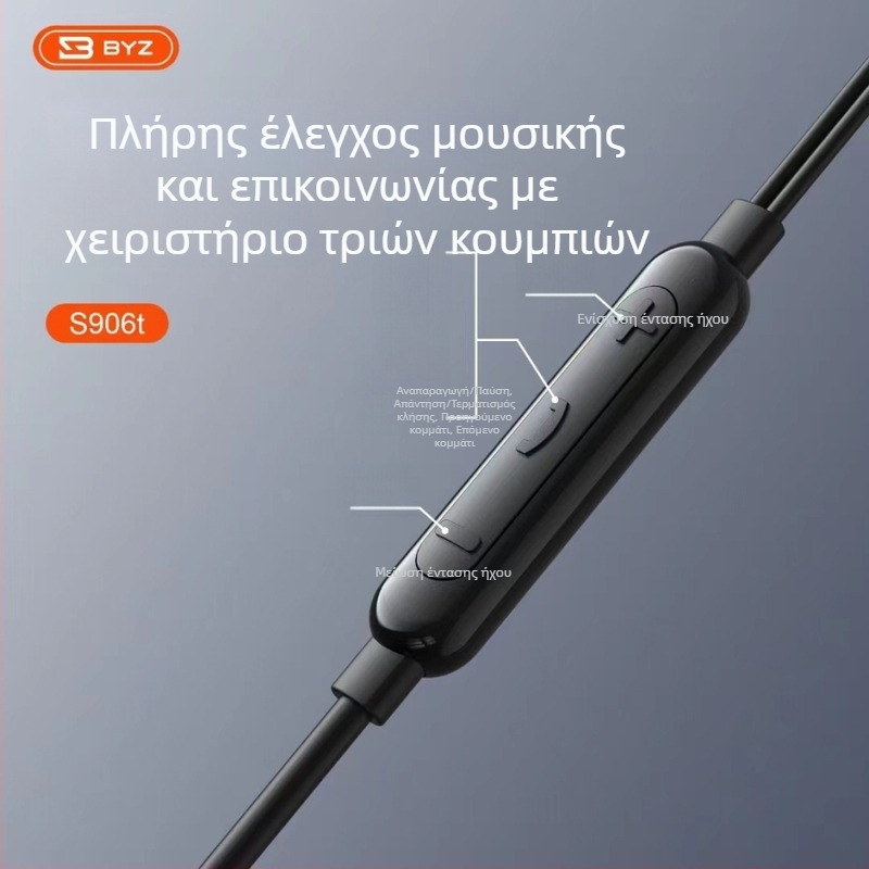 Ακουστικά με καλώδιο Type-C, ψηφιακό τσιπ, ήχο υψηλής ευκρίνειας, ενσωματωμένο μικρόφωνο και έλεγχο στο καλώδιο, μοντέλο S906T