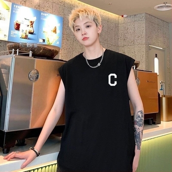 Ανδρική αμάνικη T‑shirt σε αμερικανικό στυλ — χαλαρή γραμμή για καλοκαίρι, αθλητικό γιλέκο μπάσκετ