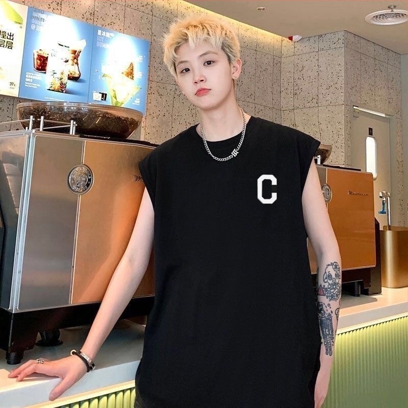 Ανδρική αμάνικη T‑shirt σε αμερικανικό στυλ — χαλαρή γραμμή για καλοκαίρι, αθλητικό γιλέκο μπάσκετ