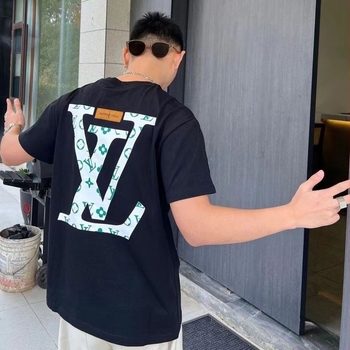 Ανδρική βαμβακερή T‑shirt με λαιμόκοψη, χαλαρή γραμμή, κοντό μανίκι, γεωμετρικό τύπωμα, στυλ Hong Kong streetwear.