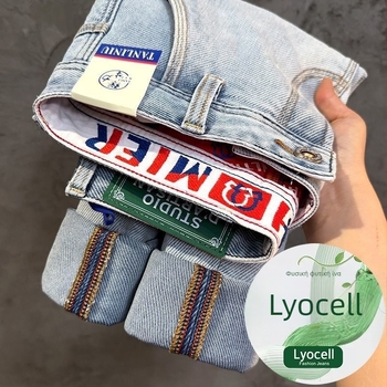 Ανδρικά καλοκαιρινά τζιν - ελαφριά denim παντελόνια, casual ίσια-στενή γραμμή, μοντέλο 615