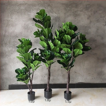 Μεγάλο τεχνητό fiddle-leaf fig σε γλάστρα, εσωτερική διακόσμηση σαλονιού και βιτρίνας