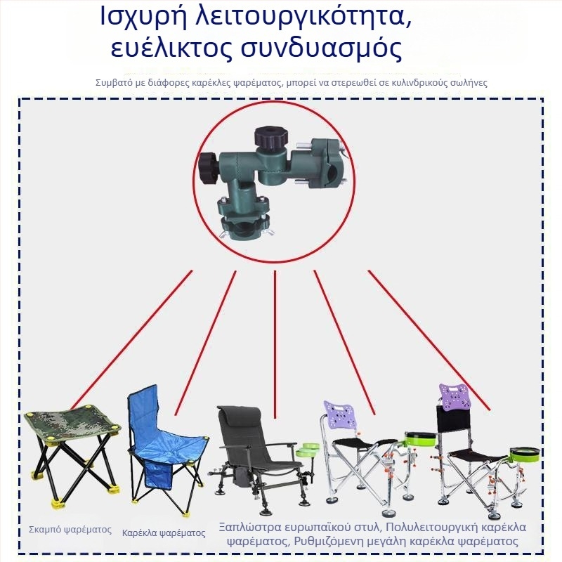 Πολυλειτουργικό κιτ εξοπλισμού ψαρέματος με ομπρέλα, καρέκλα, συνδετήρας παντός τύπου, κρατήρας καλαμιού και δίσκος δολωμάτων