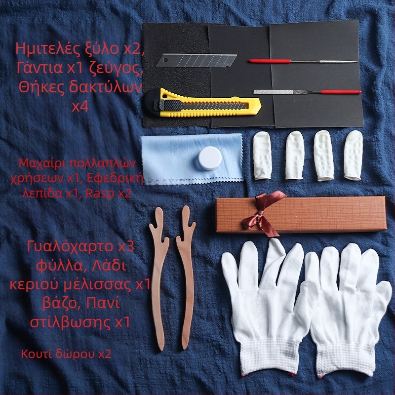 Σετ DIY για φτιάξιμο καρφίτσας μαλλιών από ξύλο ροδάκινου — υλικό, διακοσμητικό ακατέργαστο ξύλο και σχέδια για γλυπτική ξύλου και γλυπτική ρίζας