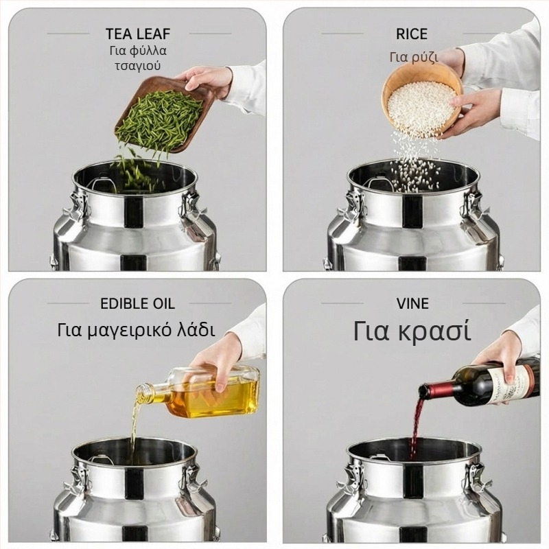Δοχείο από ανοξείδωτο χάλυβα με σφραγισμένο καπάκι, ανθεκτικό στην υγρασία δοχείο αποθήκευσης 5 L, κανίστρα για τσάι και γάλα