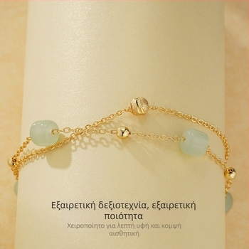 Πολυτελές διπλό βραχιόλι Hetian Jade για γυναίκες με ρυθμιζόμενες χάντρες γούρι, σχέδιο stacking