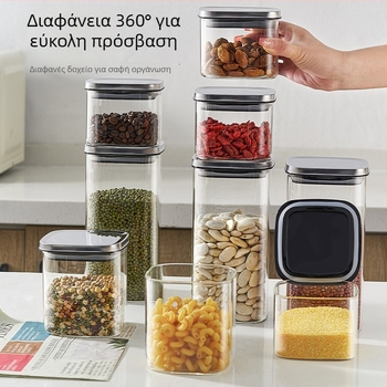 Μεγάλη χωρητικότητα γυάλινο δοχείο αποθήκευσης τροφίμων, διαφανές και ανθεκτικό στην υγρασία, για φασόλια και κριθάρι