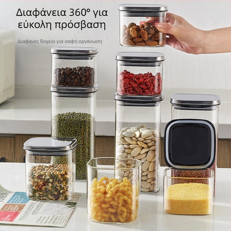 Μεγάλη χωρητικότητα γυάλινο δοχείο αποθήκευσης τροφίμων, διαφανές και ανθεκτικό στην υγρασία, για φασόλια και κριθάρι