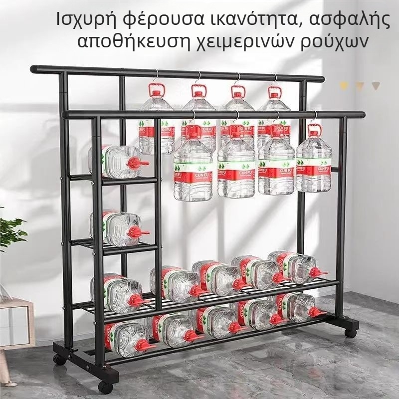 Κρεμάστρα ρούχων με διπλό σωλήνα, όρθια βάση, οικιακή χρήση, μινιμαλιστικός σχεδιασμός