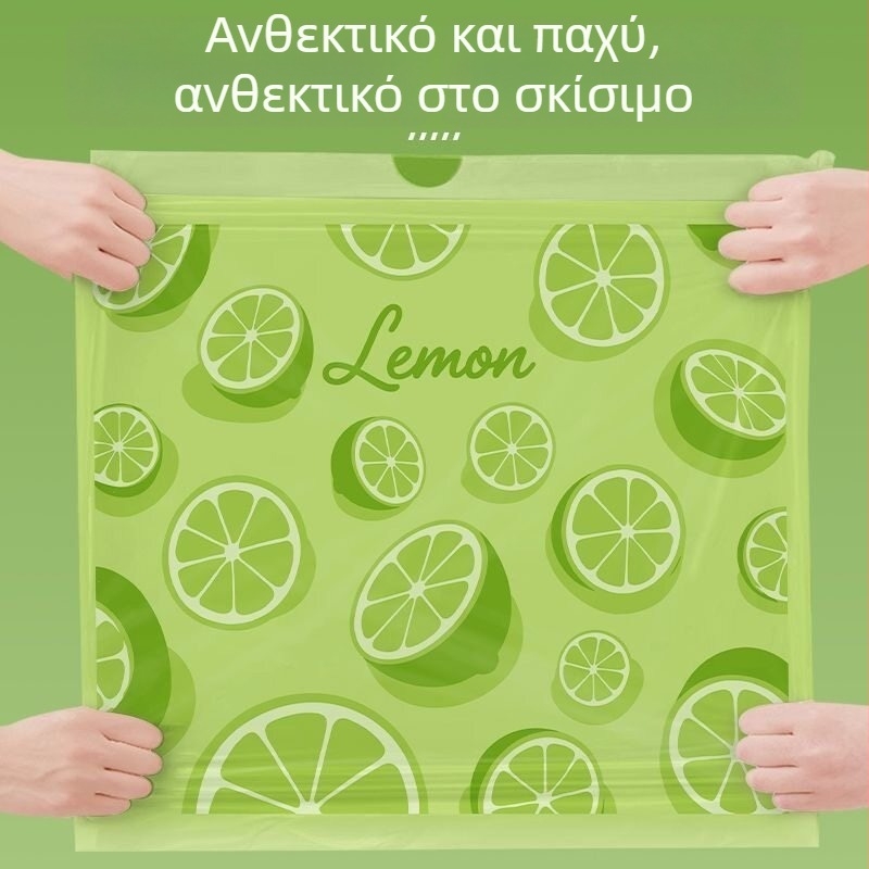 100 τεμάχια σακούλες απορριμμάτων οικιακής χρήσης με κορδόνι, lime πράσινες, εξτρα παχιές, για κουζίνα, ανθεκτικές στη σχίση