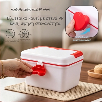 Μεγάλης χωρητικότητας οικιακό φαρμακείο με πολλαπλά επίπεδα και τέσσερα διαμερίσματα