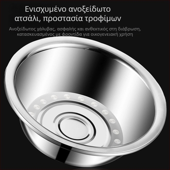 Μεγάλος κάδος από ανοξείδωτο χάλυβα τροφίμων, παχύτερος για πλύσιμο προσώπου, λαχανικών και ζύμης; κατάλληλος για μπάνιο και πλύσιμο.