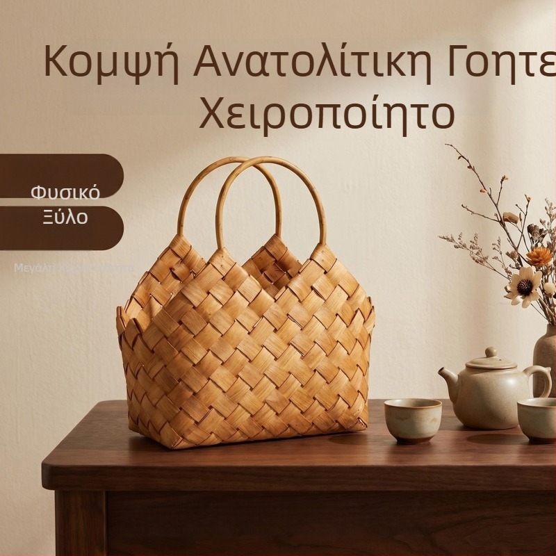 Νέος κινεζικός στυλ, χειροποίητο καλάθι από ξύλινες φέτες, πλεγμένο με το χέρι, για συσκευασία δώρων Mooncakes και Zongzi
