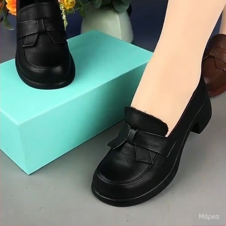 2025 φθινοπωρινά ρετρό γυναικείοι loafers σε στυλ μαμά, βρετανικού στυλ, PU δέρμα, μαλακή σόλα, άνετα παπούτσια