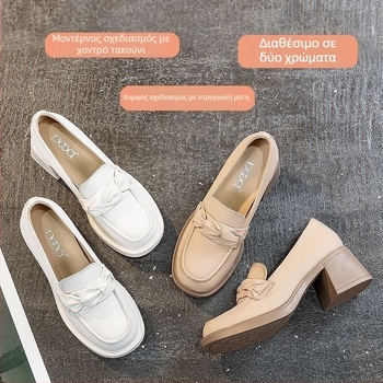 Γυναικείοι ρετρό Mary Jane loafers με μεσαίο ύψος τακουνιού, βρετανικό στυλ, άνοιξη