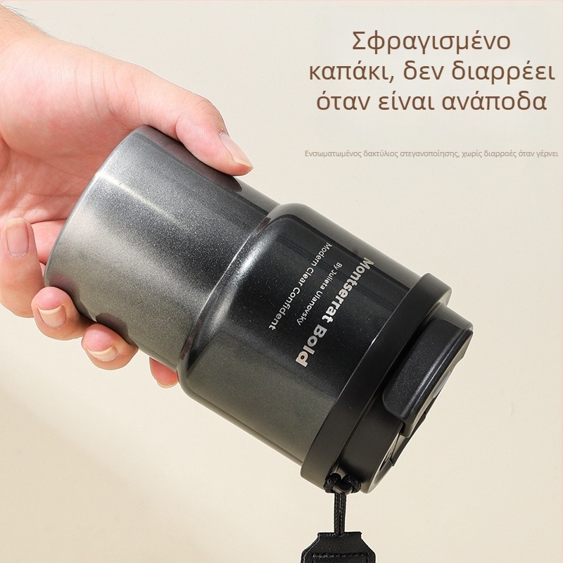 Θερμομονωμένη κούπα καφέ από ανοξείδωτο ατσάλι 304 με καλαμάκι, φορητή για καφέ και γάλα