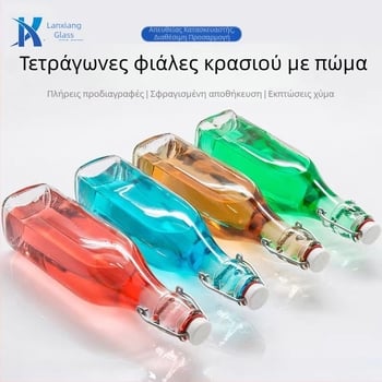 Μπουκάλι γυάλινο Lock&Lock για κρασί – σφραγισμένο, διαφανές, παχυσμένο για ποτά; άδειο μπουκάλι για οινοπνευματώδη, γάλα και χυμό; 60ml κυκλικό, 250ml, 500ml, 1000ml; επιλογές Kraft χαρτί.