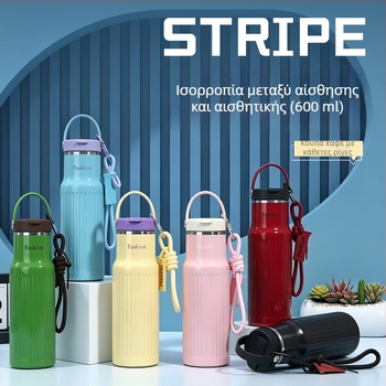 Κούπα από ανοξείδωτο ατσάλι 316 με μόνωση, μεγάλη χωρητικότητα, φορητή με καλαμάκι, καφές γραφείου με κατακόρυφη υφή.