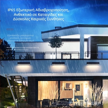 Ηλιακή εξωτερική τοιχοφωτιστική λάμπα σε ευθύγραμμο σχέδιο, φωτιστικό τύπου wall washer για αυλή και πινακίδα πόρτας, LED λαμπτήρας