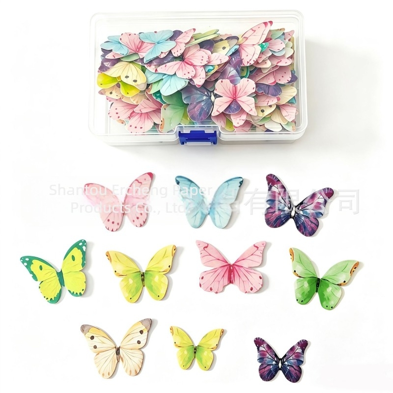 Πολύχρωμες πεταλούδες διακόσμησης για τούρτες γενεθλίων από χαρτί ρυζιού