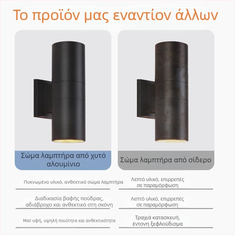 LED φωτιστικό τοίχου εξωτερικού χώρου, αδιάβροχο με διπλή κεφαλή, προβολέ εισόδου για βίλα/ξενοδοχείο, διπλής κατεύθυνσης