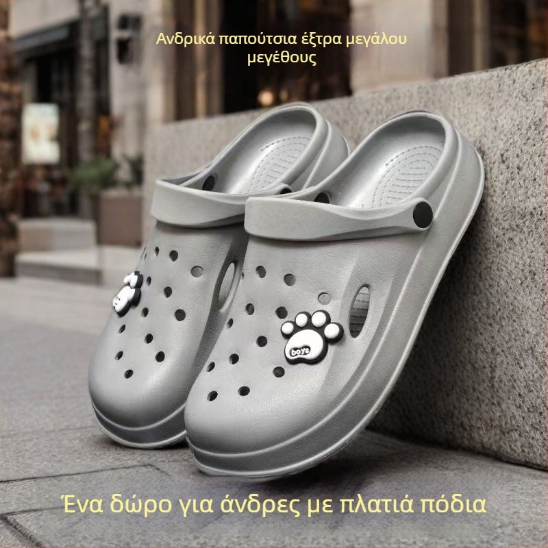 Αντρικά παπούτσια Crocs με οπές, μεγάλο μέγεθος, καλοκαιρινά κλειστά σανδάλια με χοντρή σόλα