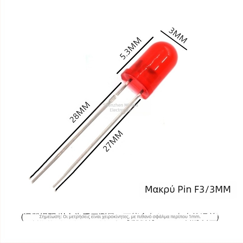 F3 3mm LED κόκκοι με άμεση σύνδεση, υψηλής φωτεινότητας λευκό και κόκκινο, μπλέ, κίτρινο, πορτοκαλί και σμαραγδένιο πράσινο