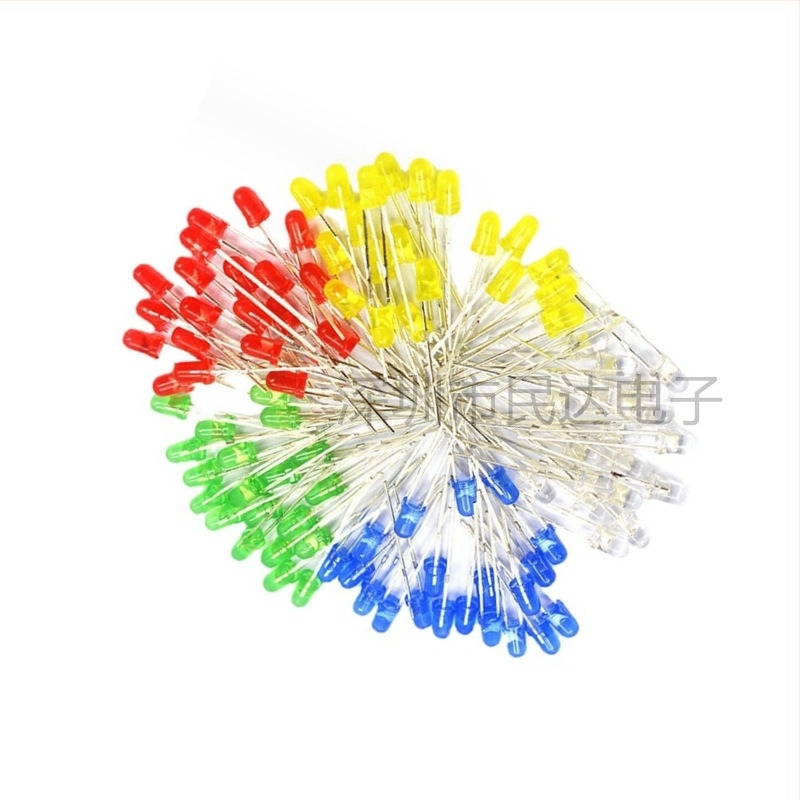 F3 3mm LED κόκκοι με άμεση σύνδεση, υψηλής φωτεινότητας λευκό και κόκκινο, μπλέ, κίτρινο, πορτοκαλί και σμαραγδένιο πράσινο