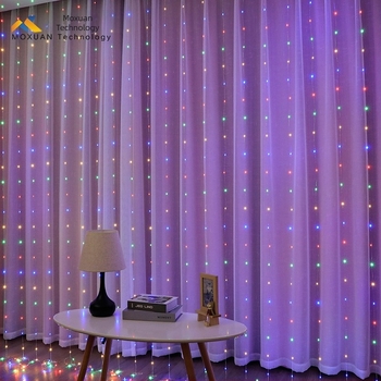 LED κουρτινόφωτα από χαλκό σύρμα με USB τηλεχειριστήριο, 300 LED, εσωτερική γιορτινή διακόσμηση