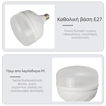 Λάμπα LED με κυψελοειδή κρυστάλλινη κατασκευή, χωρίς τρεμόπαιγμα, τριπλή προστασία, για οικιακή χρήση, βάση E27