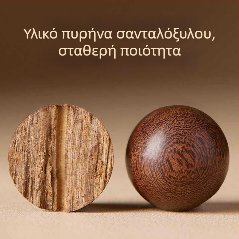 Βραχιόλι από σανταλόξυλο σε κινεζικό στυλ με χρυσή κλωστή, φυσικές χάντρες Βούδα και ακέντ από κιννάμπαρ — unisex