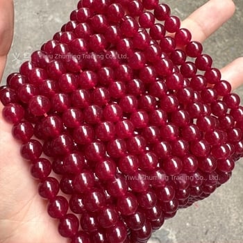 Ροζ-κόκκινα Hetian Jade στρογγυλά χάντρες, 6 mm, διαφανείς, εξαρτήματα DIY κοσμημάτων