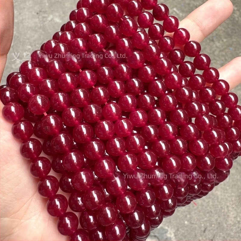 Ροζ-κόκκινα Hetian Jade στρογγυλά χάντρες, 6 mm, διαφανείς, εξαρτήματα DIY κοσμημάτων