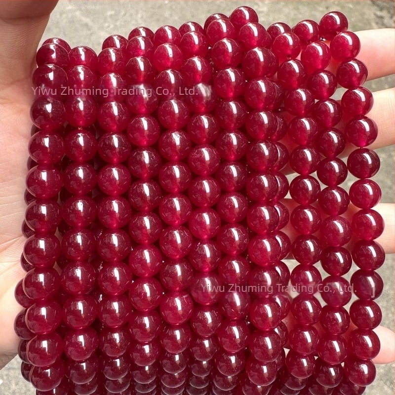 Ροζ-κόκκινα Hetian Jade στρογγυλά χάντρες, 6 mm, διαφανείς, εξαρτήματα DIY κοσμημάτων