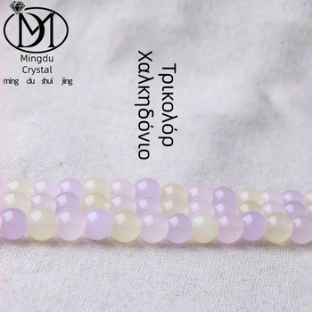 Mingdu Crystal Τριχρωμες Χαλκεδονιου Χαντρες για DIY Κοσμηματα, 6mm Μπαρόκ Στρογυλες