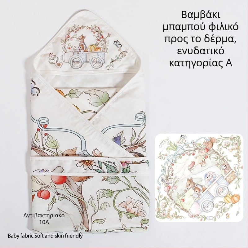Νεογέννητο πάπλωμα αγκαλιάς από μπαμπού-βαμβάκι, ελαφρύ καλοκαιρινό κάλυμμα για μωρό