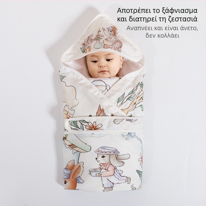 Νεογέννητο πάπλωμα αγκαλιάς από μπαμπού-βαμβάκι, ελαφρύ καλοκαιρινό κάλυμμα για μωρό